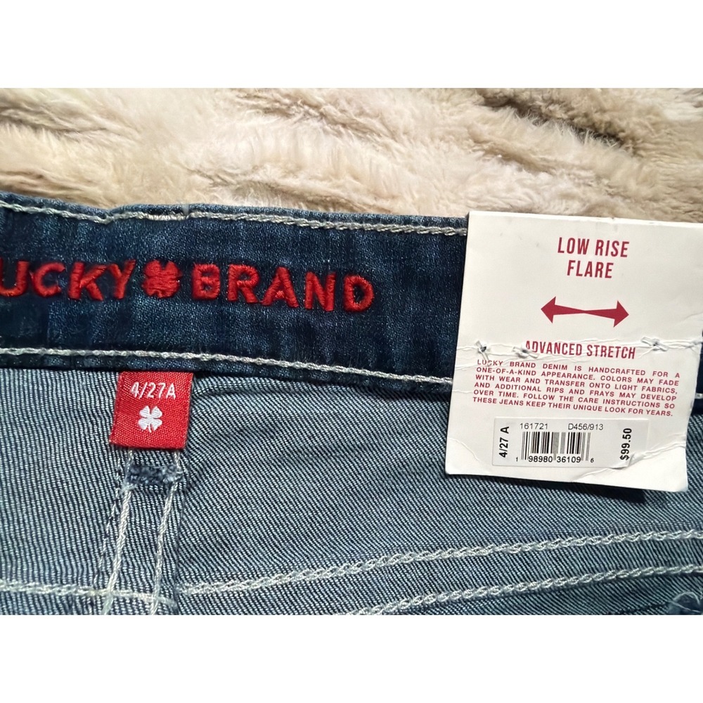 NWT Lucky Brand Womens Low Rise Flare Jeans Dark Wash Advanced Stretch 4/27A NEW - Picture 4 of 7